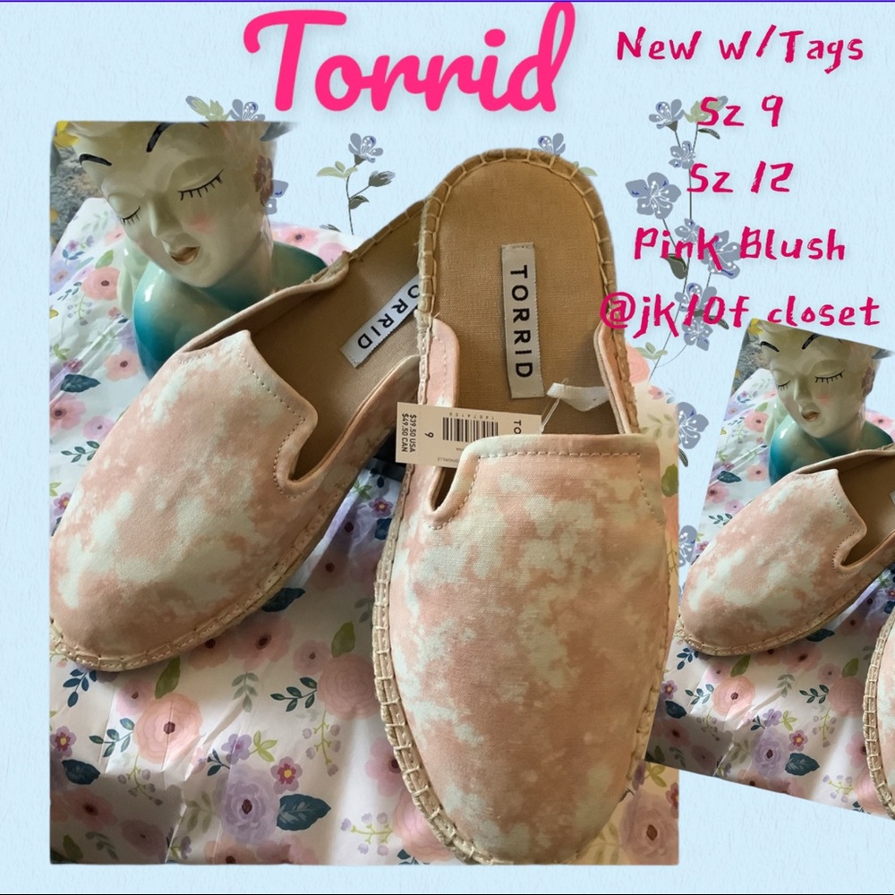 🥀NWT TORRID Sz11 WIDE WIDTH PINK BLUSH TIE DYE ESPADRILLE SHOES